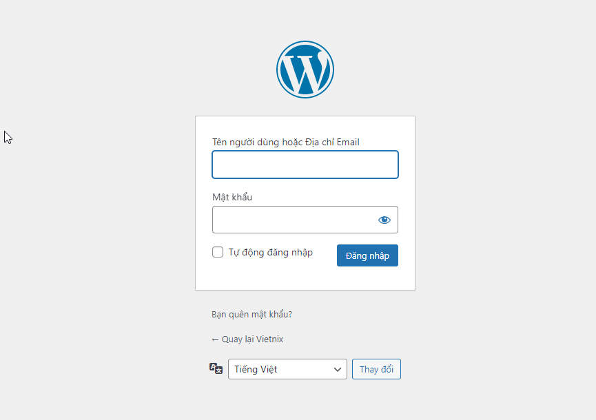 Giao diện trang wp-admin