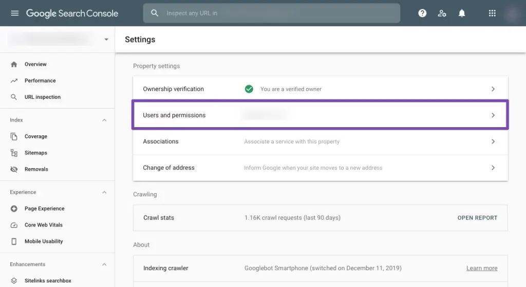 Nhấn vào User and permissions
