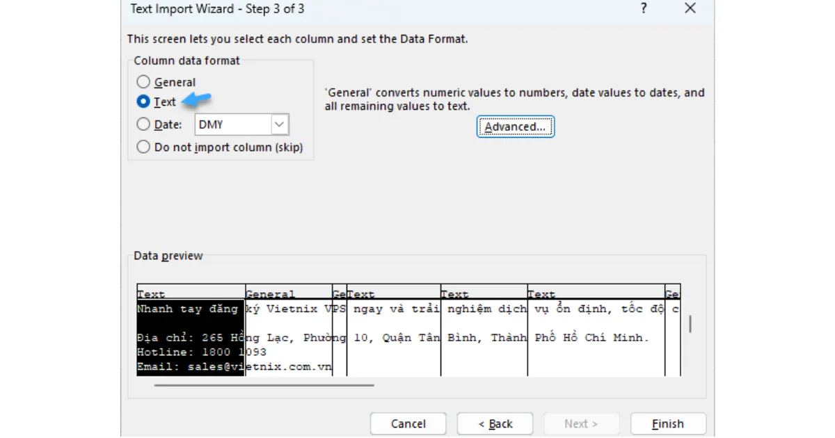 File CSV là gì? Tìm hiểu sự khác biệt giữa file Excel và CSV 25 Chọn Text xong sau đó nhấn Finish