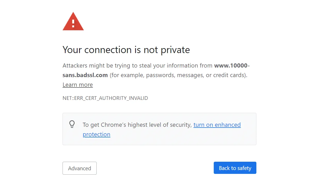 Website không cài chứng chỉ SSL