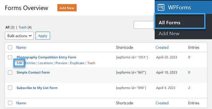 Cách tạo biểu mẫu tải file lên trong WordPress 34 Chỉnh sửa biểu mẫu