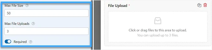 Cách tạo biểu mẫu tải file lên trong WordPress 23 Chọn kích thước tệp và số lượng tệp sẽ được tải lên
