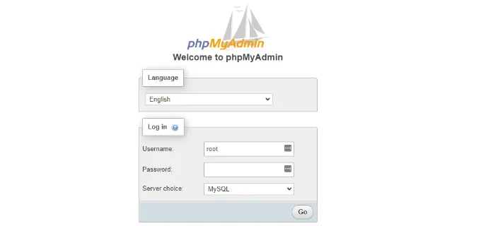 Hướng dẫn 2 cách để tải WordPress trên máy tính Windows cực chi tiết 72 Đăng nhập vào bảng điều khiển phpMyAdmin của bạn