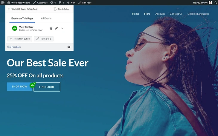 2 cách đơn giản để cài pixel Facebook vào website WordPress 84 Người dùng có thể mở Event Setup Tool để chọn vị trí trên trang web