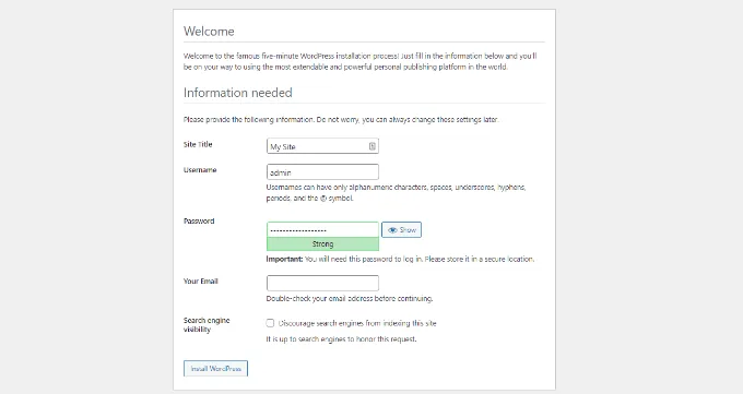 Hướng dẫn 2 cách để tải WordPress trên máy tính Windows cực chi tiết 82 Nhập thông tin đăng nhập