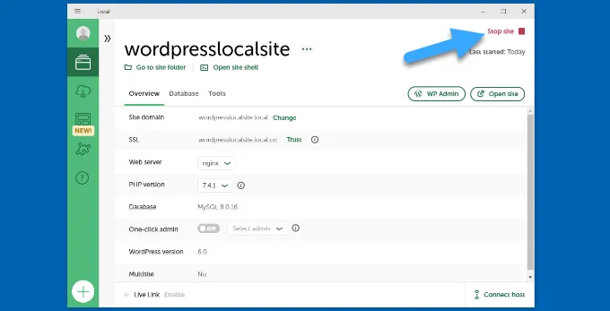 Hướng dẫn 2 cách để tải WordPress trên máy tính Windows cực chi tiết 56 Nhấp vào nút dừng trang web