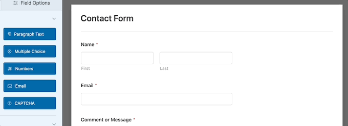 Hướng dẫn tạo contact form trong WordPress với WPForms 27 Có thể kéo vào form hoặc nhấp vào sau đó field sẽ tự động được thêm vào form