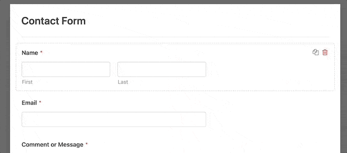 Hướng dẫn tạo contact form trong WordPress với WPForms 26 Sử dụng chuột để kéo và thả các field