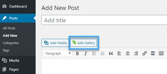 2 cách đặt hình ảnh cạnh nhau trong WordPress dễ dàng 34 Dùng button Add Gallery để thêm gallery hiện có vào bài viết