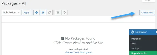 6 cách export trang web WordPress đơn giản 46 Nhấp vào Create New