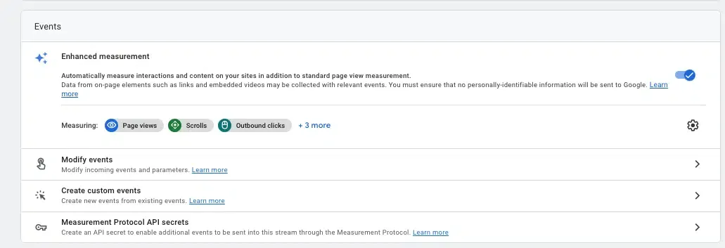 Cách track events và conversions trong GA4 cho B2B 42 Tiến hành bật Enhanced measurement
