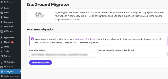 6 cách export trang web WordPress đơn giản 43 Kích hoạt plugin SiteGround Migrator