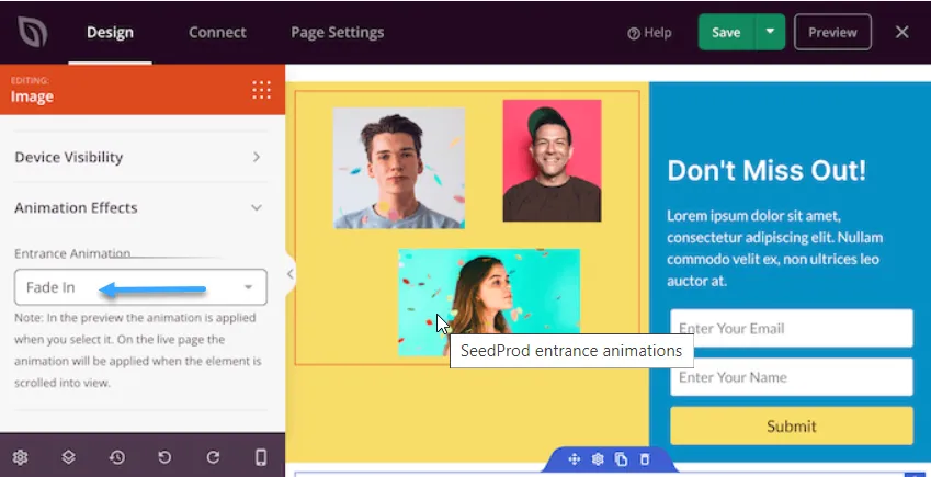 Cách thêm hiệu ứng CSS đơn giản trong Wordpress 39 SeedProd entrance animation