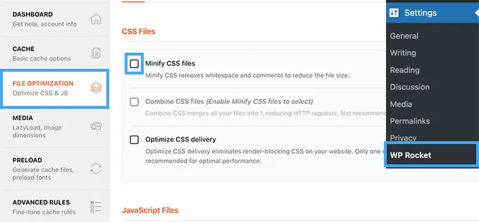 Tối ưu các file CSS trong WP Rocket