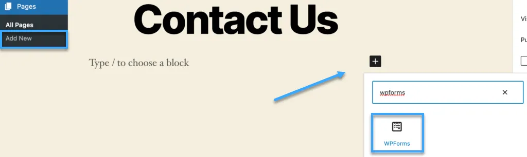 Hướng dẫn tạo contact form trong WordPress với WPForms 32 nhấp vào block WPForms
