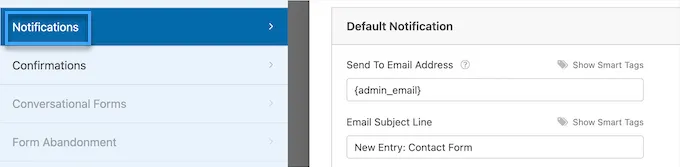 Hướng dẫn tạo contact form trong WordPress với WPForms 30 Khi chuyển đến cài đặt thông báo tất cả các field sẽ được điền tự động