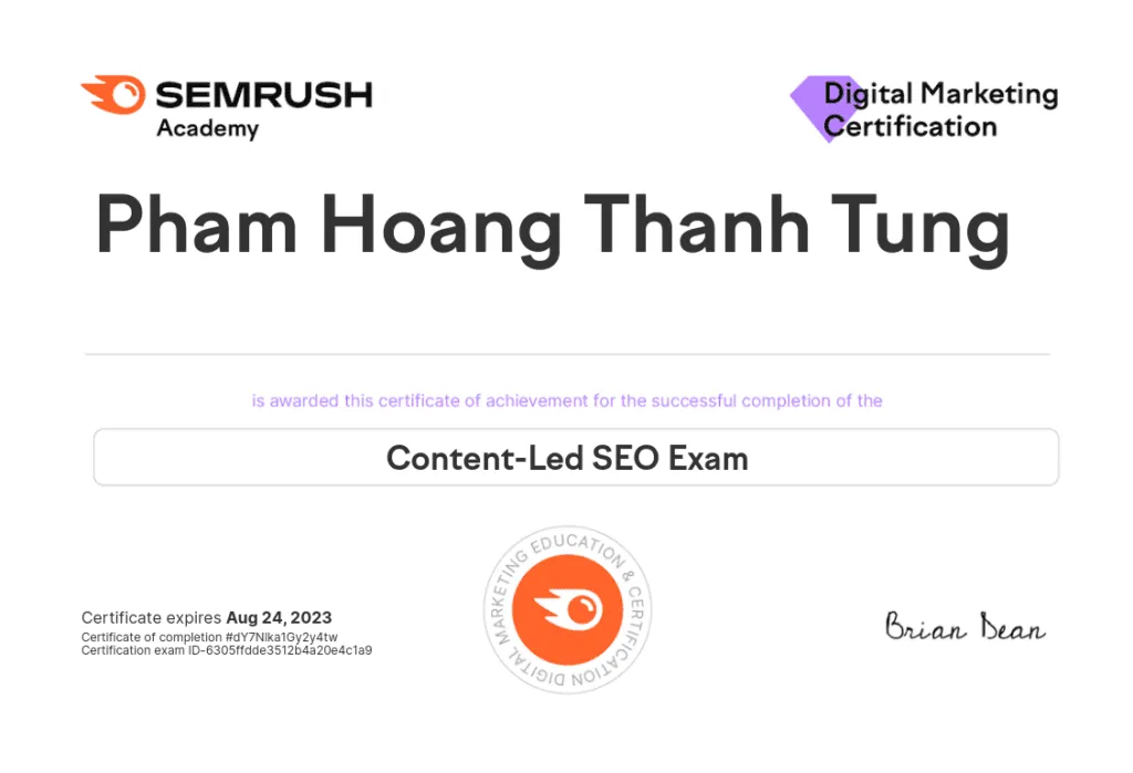 Top 8 chứng chỉ SEO uy tín, thông dụng nhất 2024 38 Chứng chỉ SEO của SEMrush