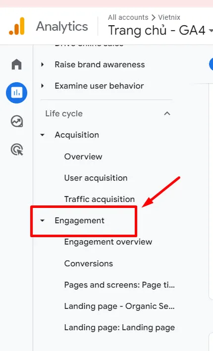 Cách track events và conversions trong GA4 cho B2B 39 Engagement report trong GA4