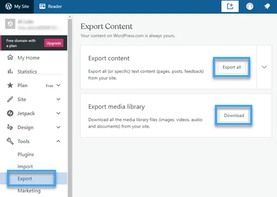 6 cách export trang web WordPress đơn giản 50 Cách export trang web WordPress từ WordPress.com