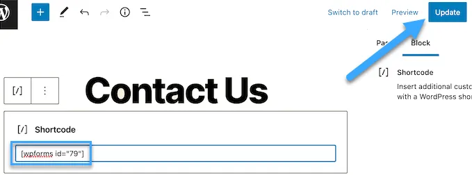Hướng dẫn tạo contact form trong WordPress với WPForms 37 nhấp vào Update hoặc Publish