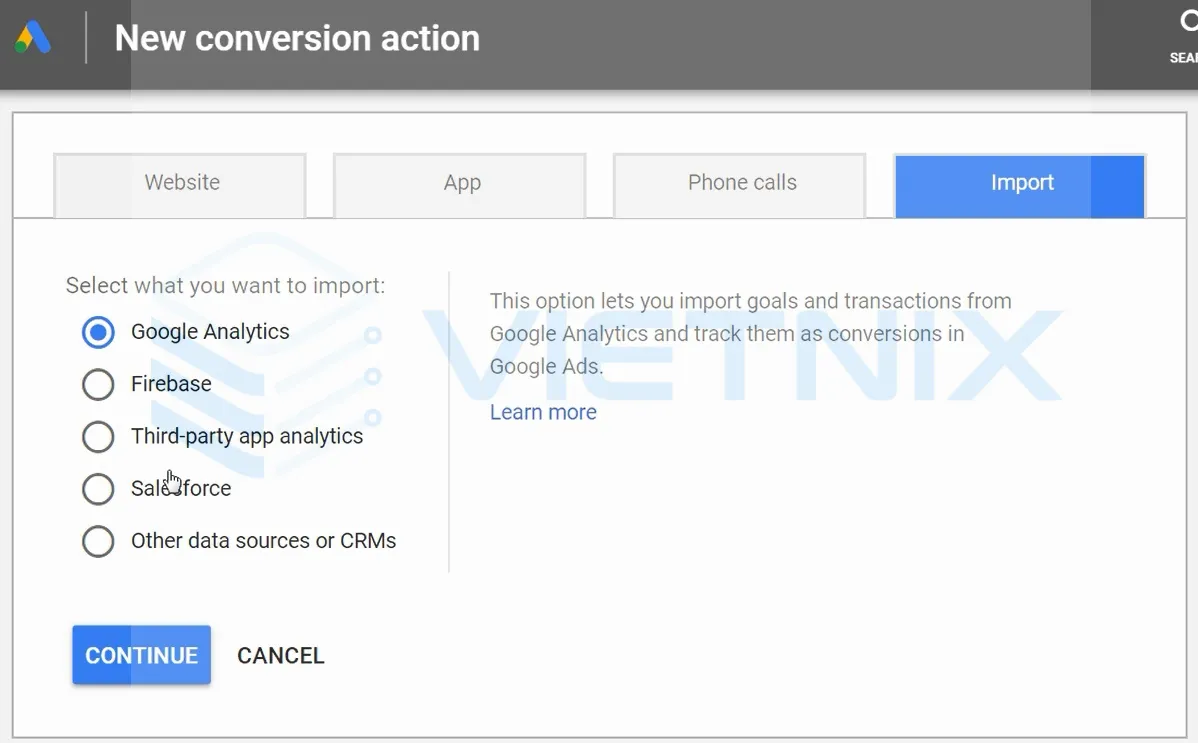 4 cách cài đặt chuyển đổi Google Ads chi tiết nhất hiện nay 49 Chọn Google Analytics