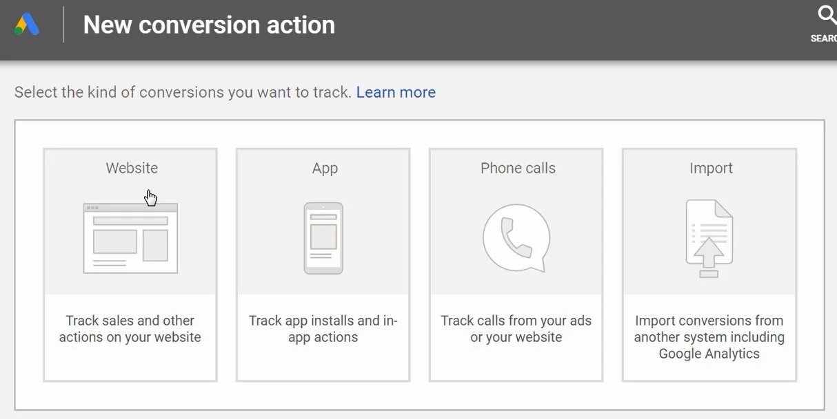 4 cách cài đặt chuyển đổi Google Ads chi tiết nhất hiện nay 53 Tao chuyen doi moi tren Google Ads va chon website