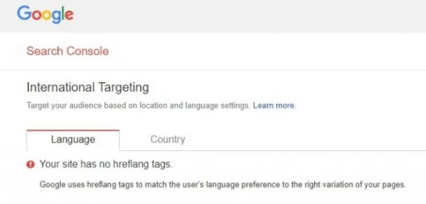 Thẻ hreflang là gì? Vai trò của thẻ hreflang trong SEO 34 Thông báo lỗi thiếu thẻ hreflang