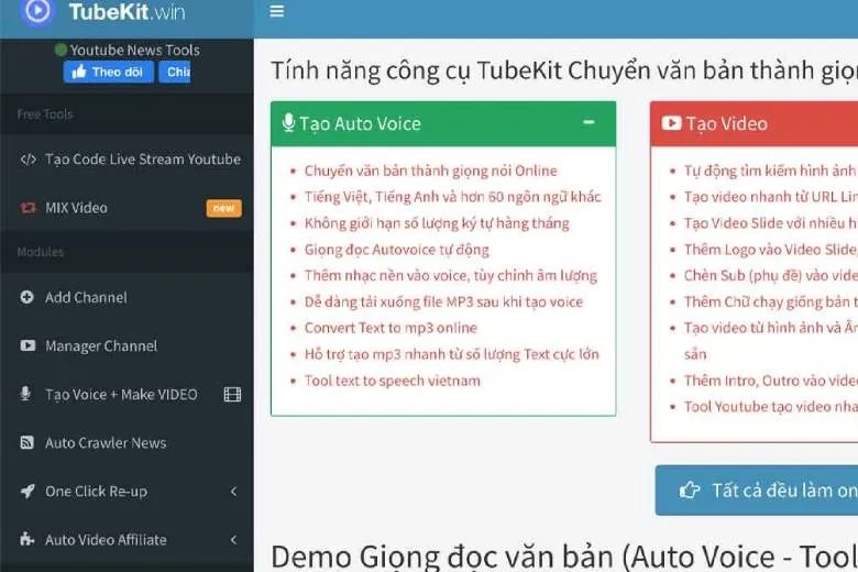 22 công cụ chuyển văn bản thành giọng nói AI tiếng Việt miễn phí 37 Tubekit.win - Trang web chuyển văn bản thành giọng nói tốt