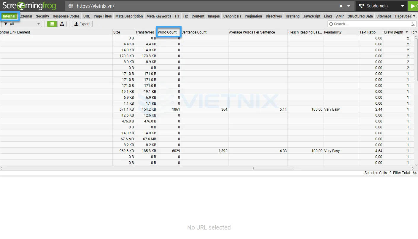 Hướng dẫn sử dụng Screaming Frog chi tiết cho người mới 35 Xem Word Count để cải thiện content