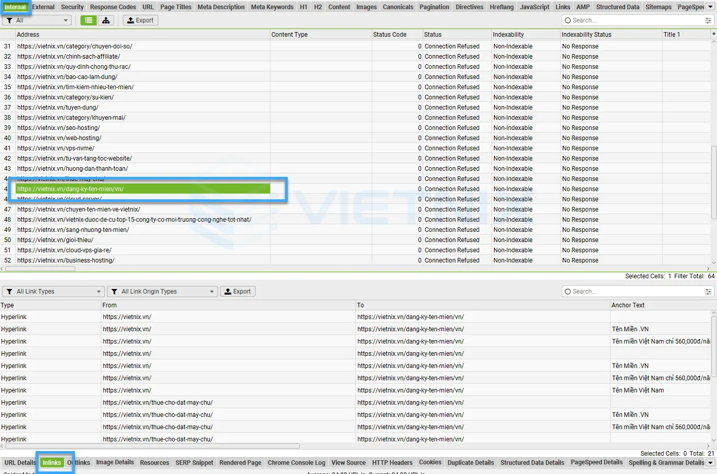 Hướng dẫn sử dụng Screaming Frog chi tiết cho người mới 36 Kiểm tra mật độ Anchor text tại tab Inlink