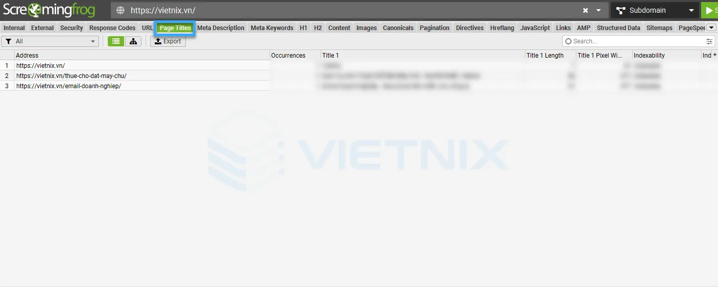 Hướng dẫn sử dụng Screaming Frog chi tiết cho người mới 28 Tab Page Titles