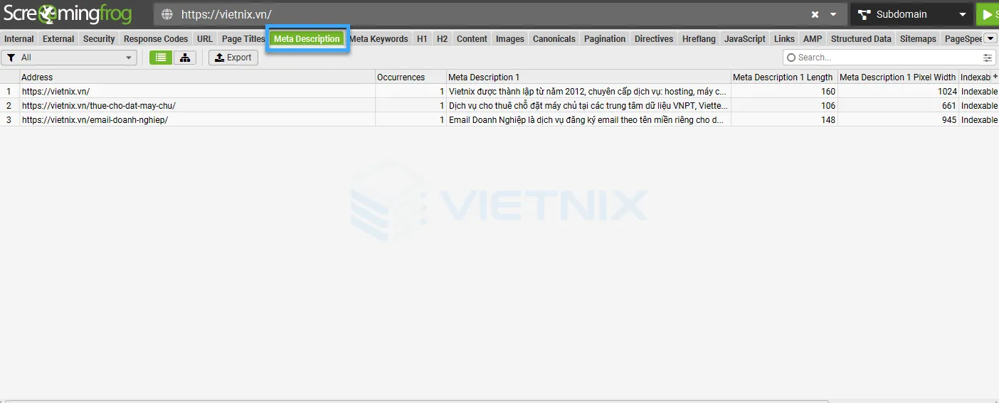 Hướng dẫn sử dụng Screaming Frog chi tiết cho người mới 29 Tab Meta description