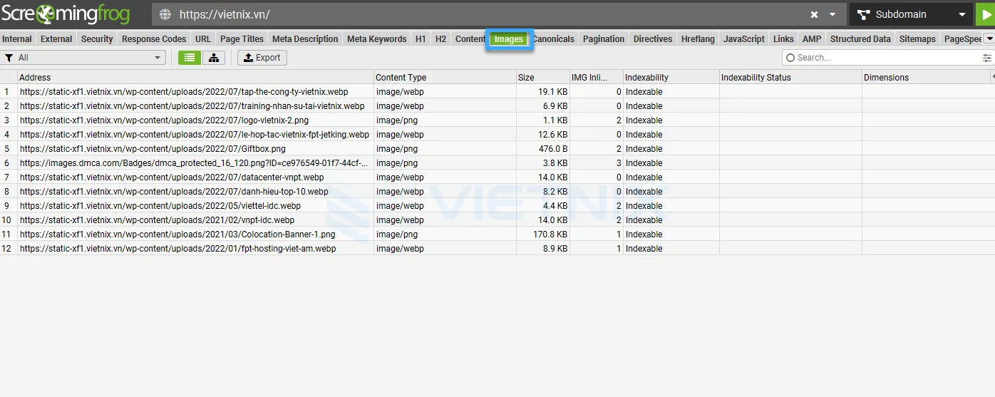 Hướng dẫn sử dụng Screaming Frog chi tiết cho người mới 31 Tab Images