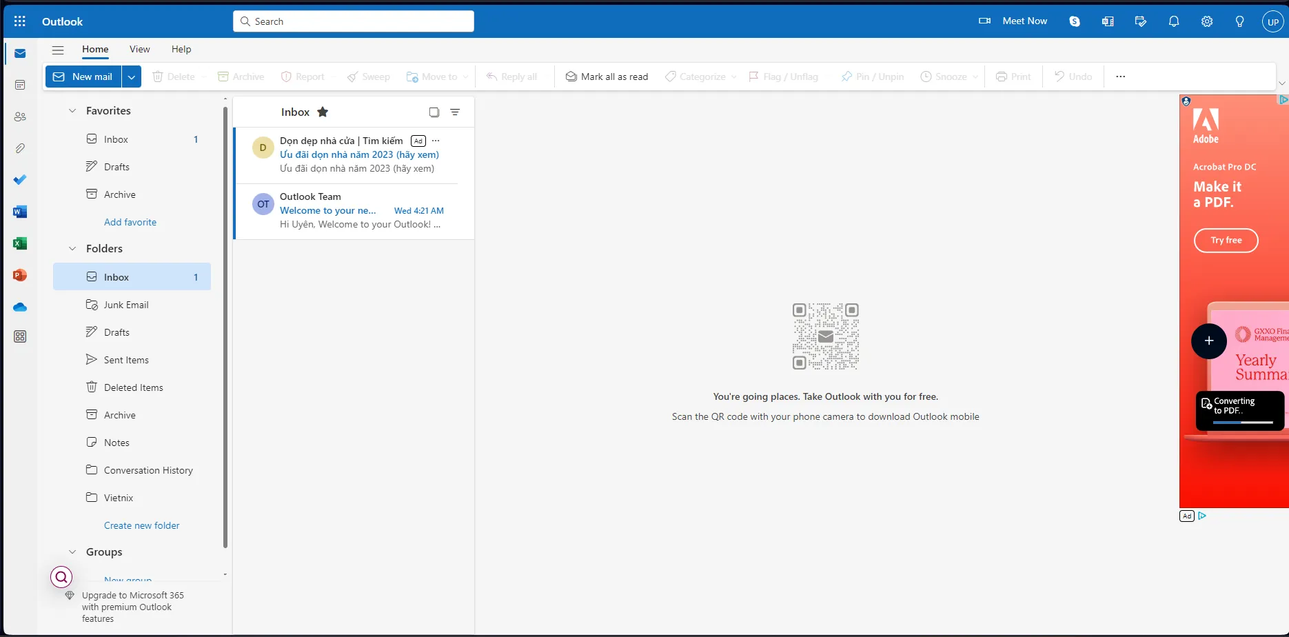 Lợi ích khi tạo folder trong Outlook