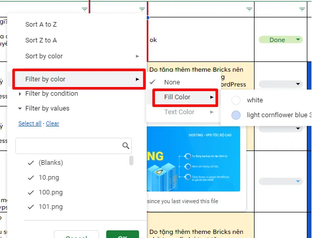Tổng hợp công thức Google Sheet SEO giúp tối ưu hiệu quả 20 Filter dữ liệu theo điều kiện "Filter by color"