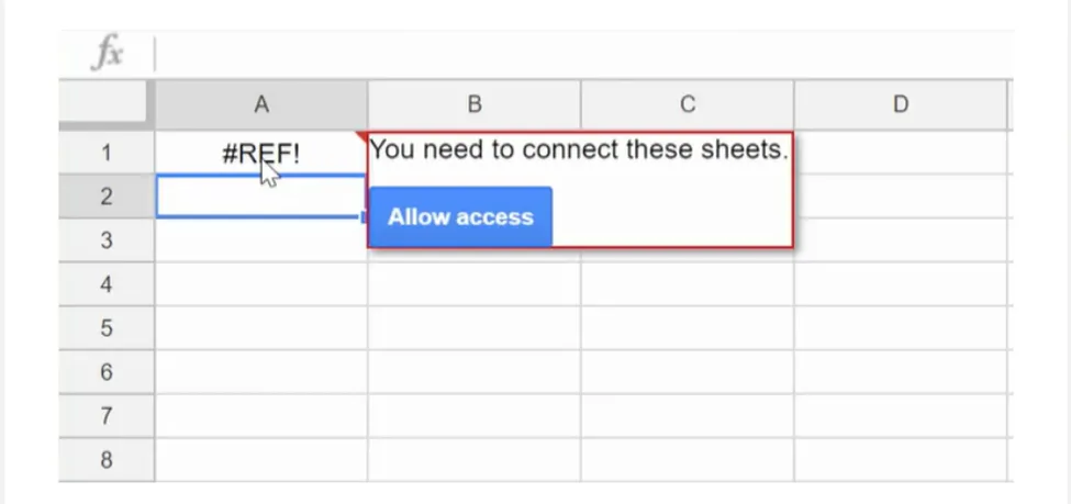 Tổng hợp công thức Google Sheet SEO giúp tối ưu hiệu quả 18 Lỗi REF xuất hiện khi không chấp nhận dữ liệu vào nguồn