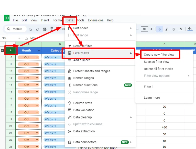 Tổng hợp công thức Google Sheet SEO giúp tối ưu hiệu quả 19 Sắp xếp và lọc dữ liệu trong Google Sheets