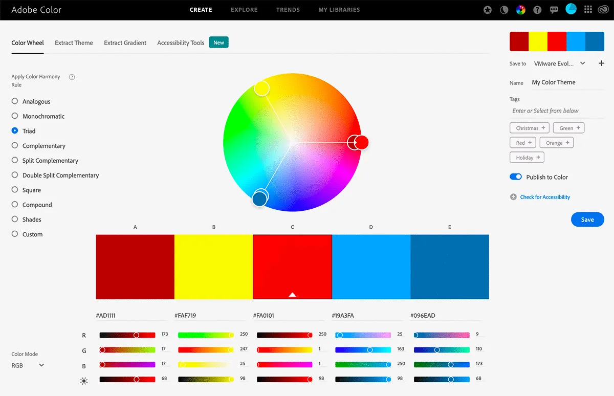 Website phối màu chuyên nghiệp Adobe Color