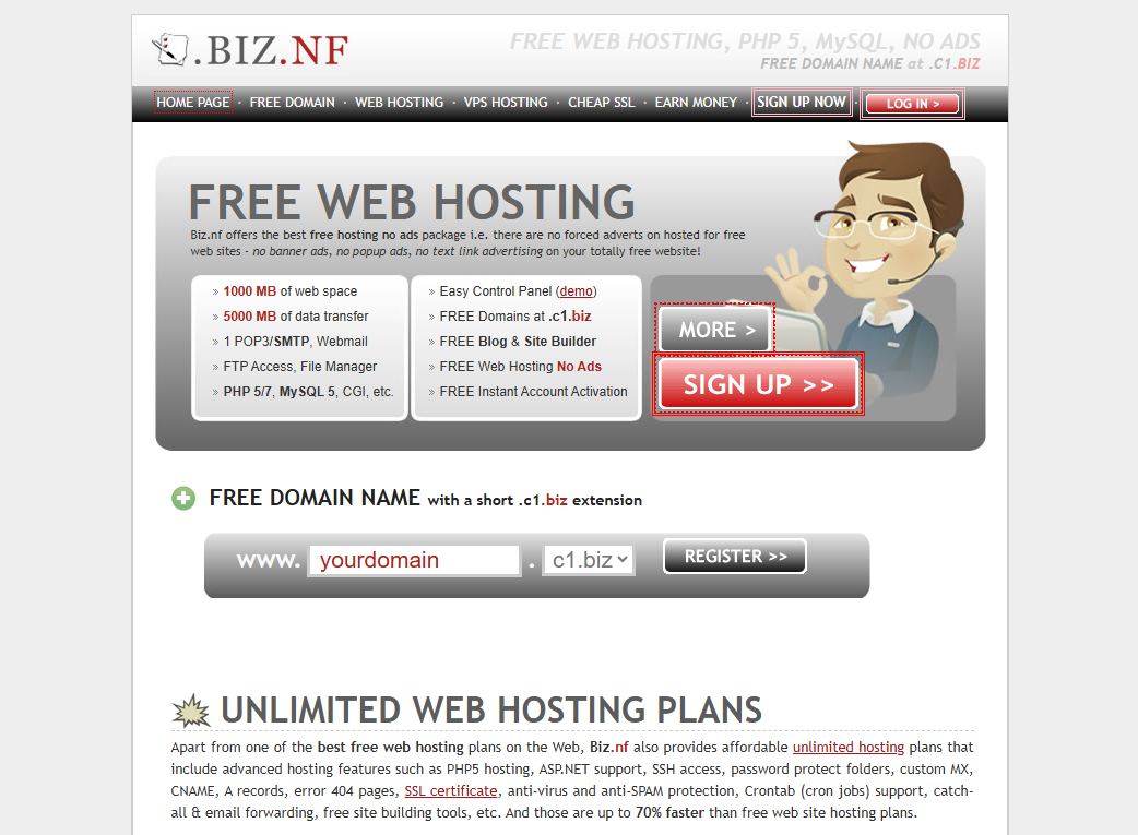 Hosting Free là gì? TOP 20 các nhà cung cấp hosting miễn phí tốt nhất 61 Biz.nf, nhà cung cấp hosting miễn phí từ 2008