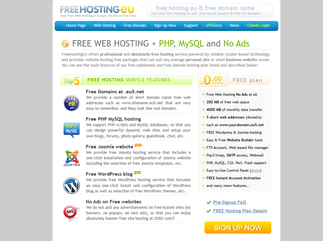 Hosting Free là gì? TOP 20 các nhà cung cấp hosting miễn phí tốt nhất 60 FreehostingEU.com ra đời từ sự hợp tác giữa FreeDomain.co.nr và AttractSoft GmbH