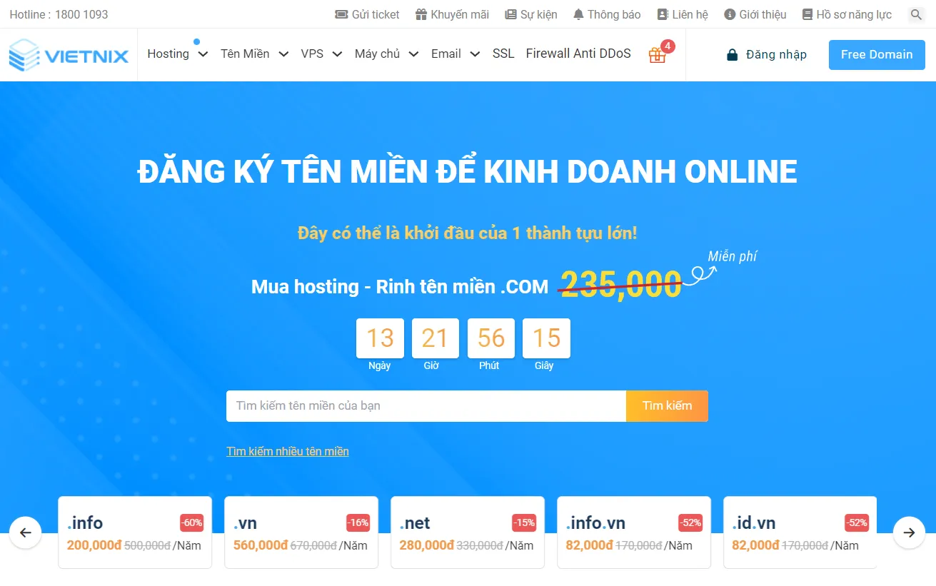 Vietnix - Nhà cung cấp hosting tốc độ cao hàng đầu Việt Nam