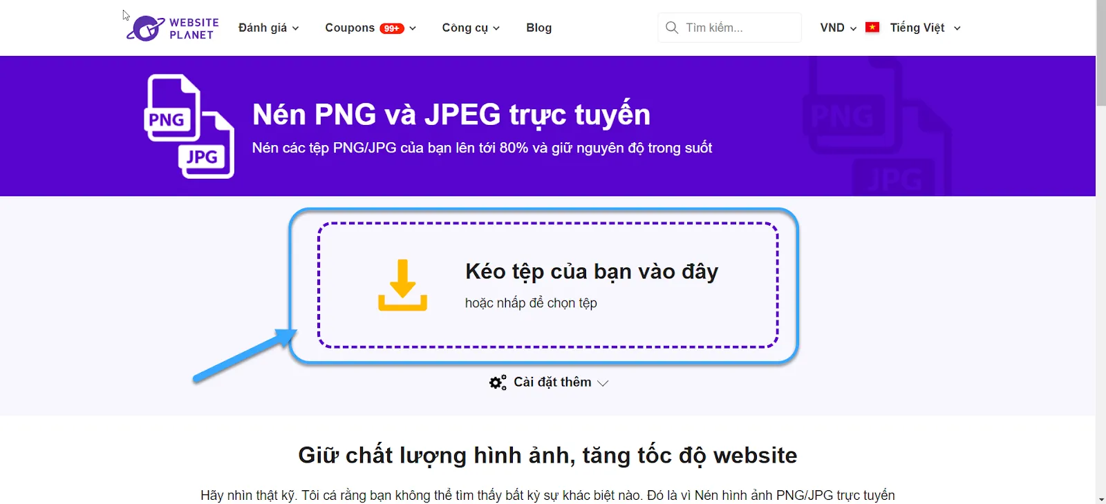 20 cách giảm dung lượng ảnh nhưng vẫn giữ nguyên chất lượng ảnh 37 Bước 2: Tải ảnh cần nén