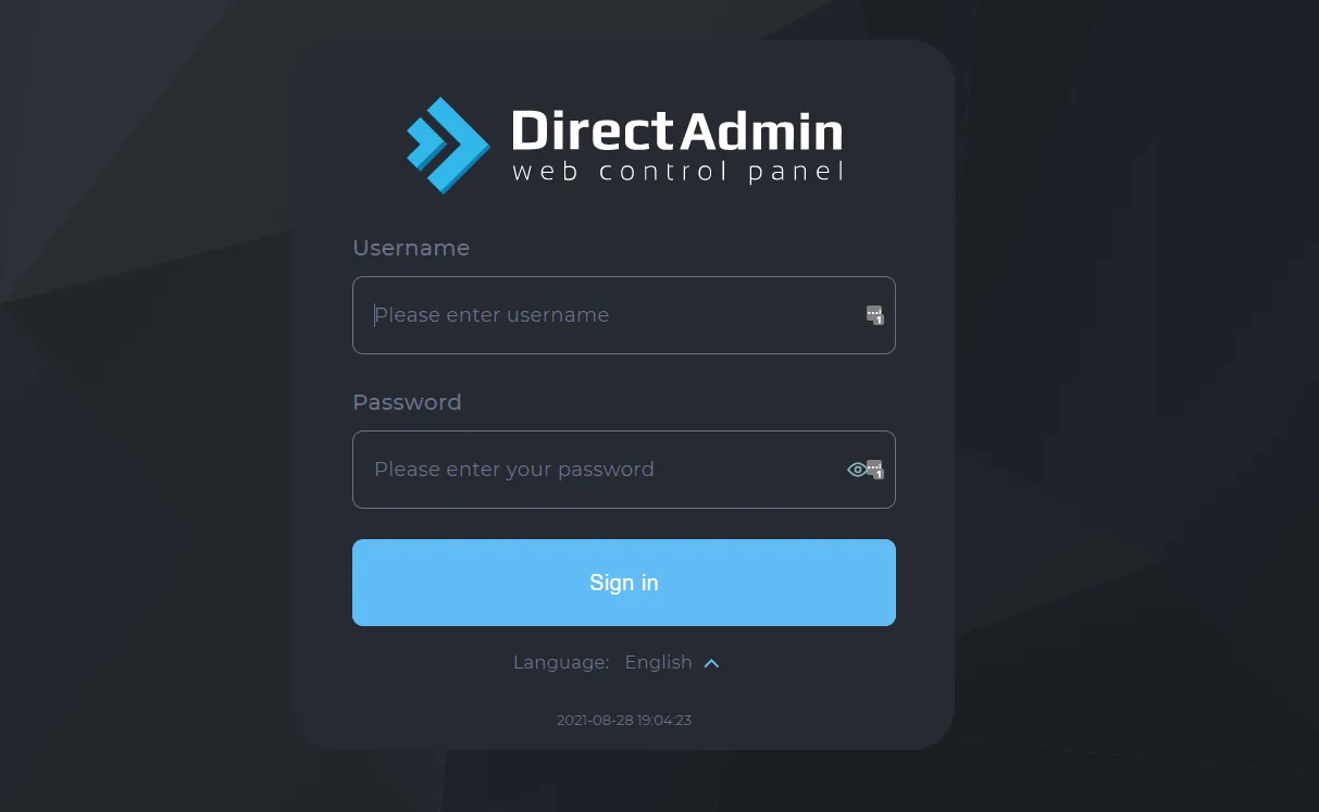 Đăng nhập vào Directadmin