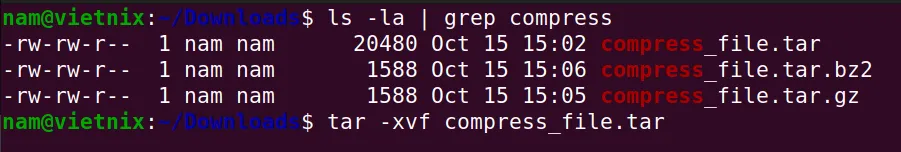 Hướng dẫn cách sử dụng lệnh tar trong Linux 19 Giải nén các file trong Archive bằng option -xvf
