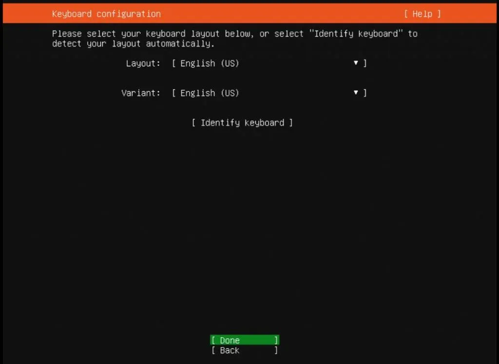 Giới thiệu Ubuntu Server 18.04 - Cài đặt nâng cấp Ubuntu Server 18.04 LTS 53 Bước 2: Chọn bố cục bàn phím