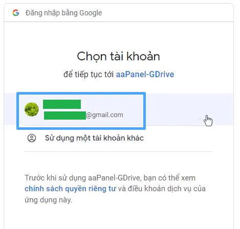 3 bước backup dữ liệu website lên Google Drive trong aaPanel 27 Đăng nhập aaPanel với tài khoản Google Drive