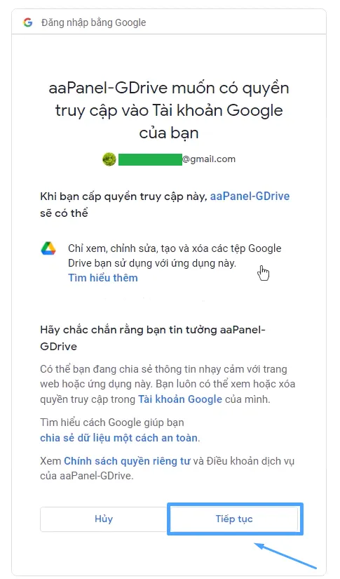 3 bước backup dữ liệu website lên Google Drive trong aaPanel 28 Mở quyền truy cập vào tài khoản Google