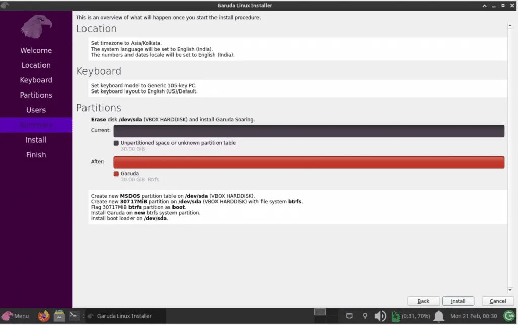 Giới thiệu về Garuda Linux và cách cài đặt trên PC 14 Nhấn Install để hoàn tất cài đặt