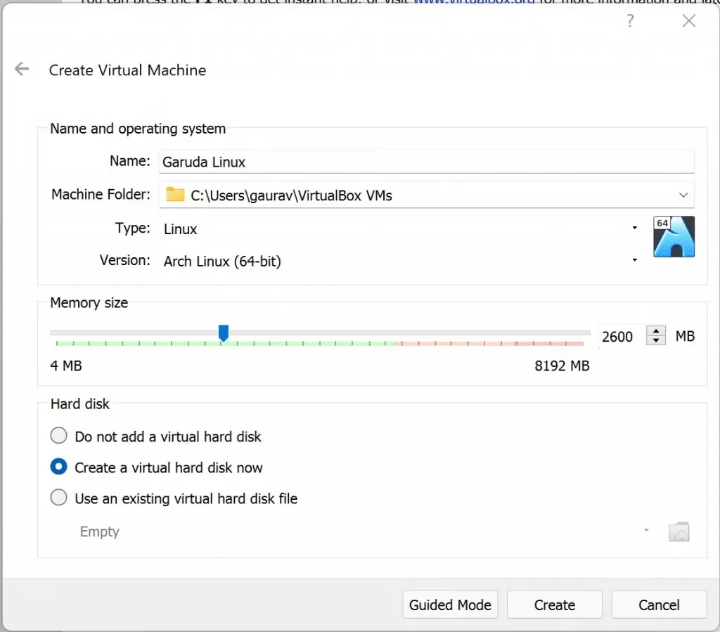 Giới thiệu về Garuda Linux và cách cài đặt trên PC 10 Tạo Virtual Machine mới