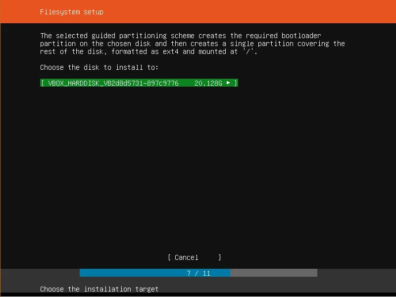 Giới thiệu Ubuntu Server 18.04 - Cài đặt nâng cấp Ubuntu Server 18.04 LTS 59 Chọn ổ cứng mà bạn sẽ cài đặt Ubuntu Server 18.04
